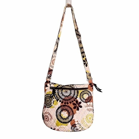 Vera Bradley Bag Cocoa Moss Saddle Hipster Quilted Shoulder Bag Retro Boho Purse - Picture 2 of 10